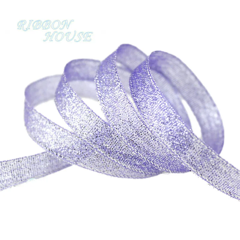 (25 yards/roll) 3/8\'\'(10mm) Lavender Metallic Glitter Ribbon Colorful gift package ribbons wholesale