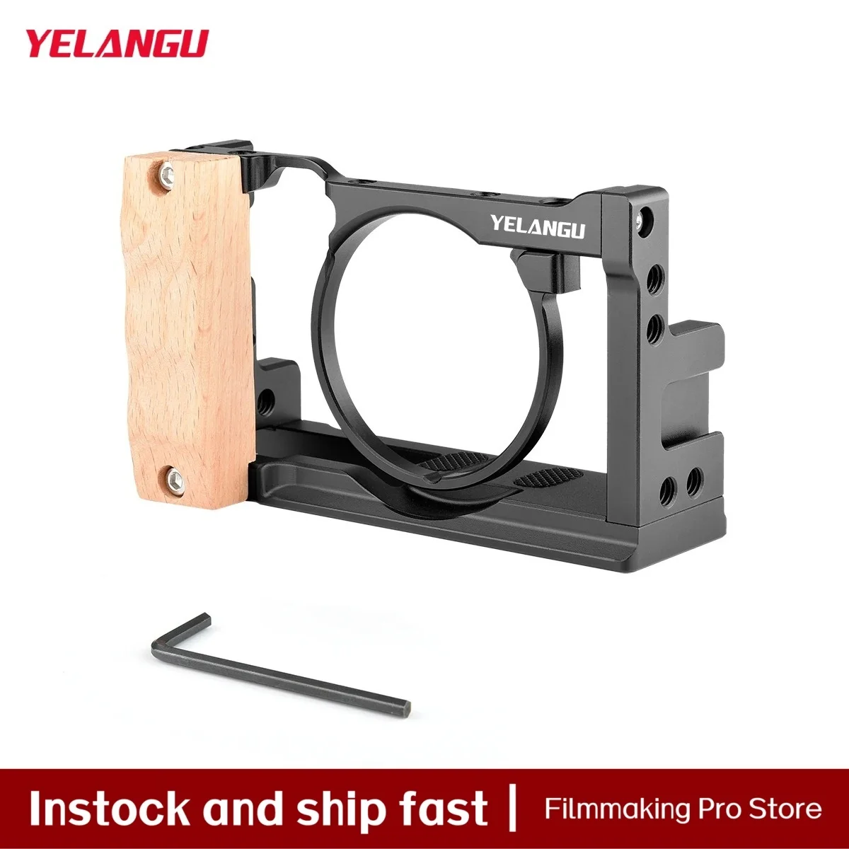 YELANGU Camera Cage for SONY RX100 VI VII Camera with Cold Shoe Mount 1/4 3/8 Screw Hole Arri Locating Hole Quick Release Plate