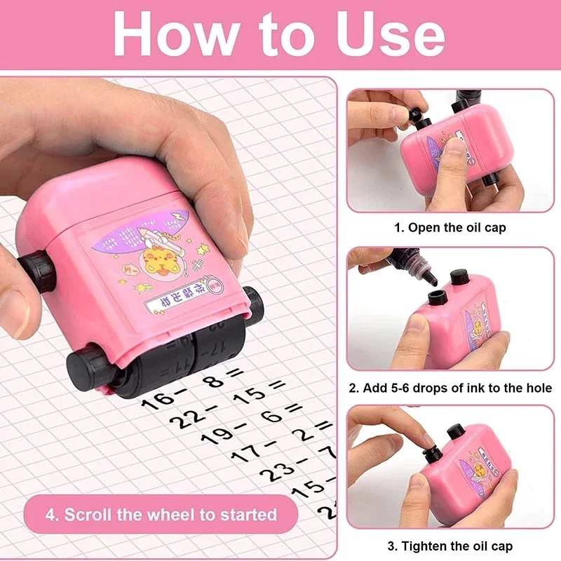 Imagem -03 - Rolling Wheel Number Teaching Stamp Adição Subtração Problemas de Prática até 100 Cálculo Reutilizável Matemática em 1