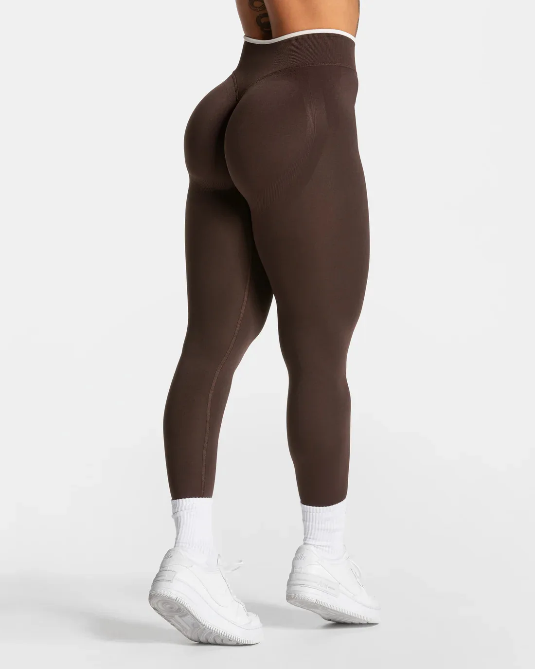 Neue Damen-Yoga-Leggings mit Farbblockierung, nahtlos gestrickte Strumpfhosen, hohe Taille, Hüftstraffung, Gym-Workout, Sport-Leggings mit weißem Rand