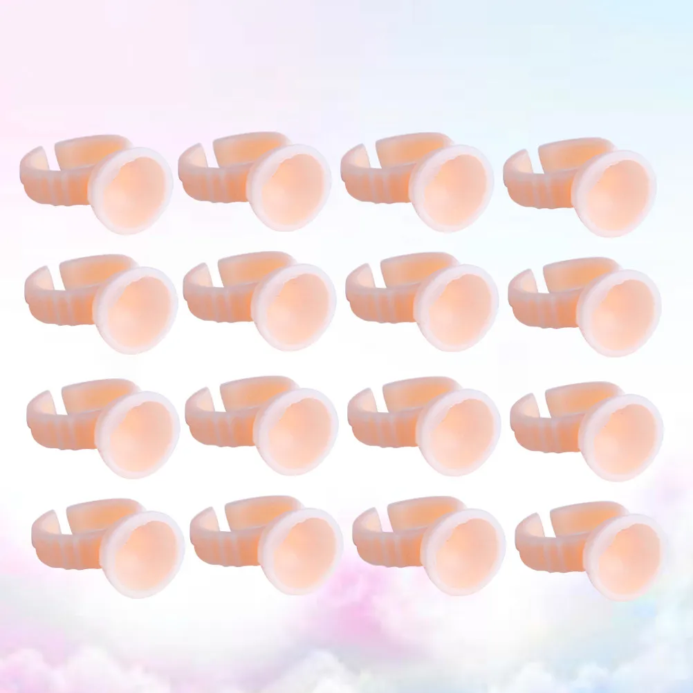 

100Pcs Silicone Tattoo Ink Ring Holder Disposable Pigment Container Medium Size White for Eyebrow Tattooing Eyelash Makeup Tool