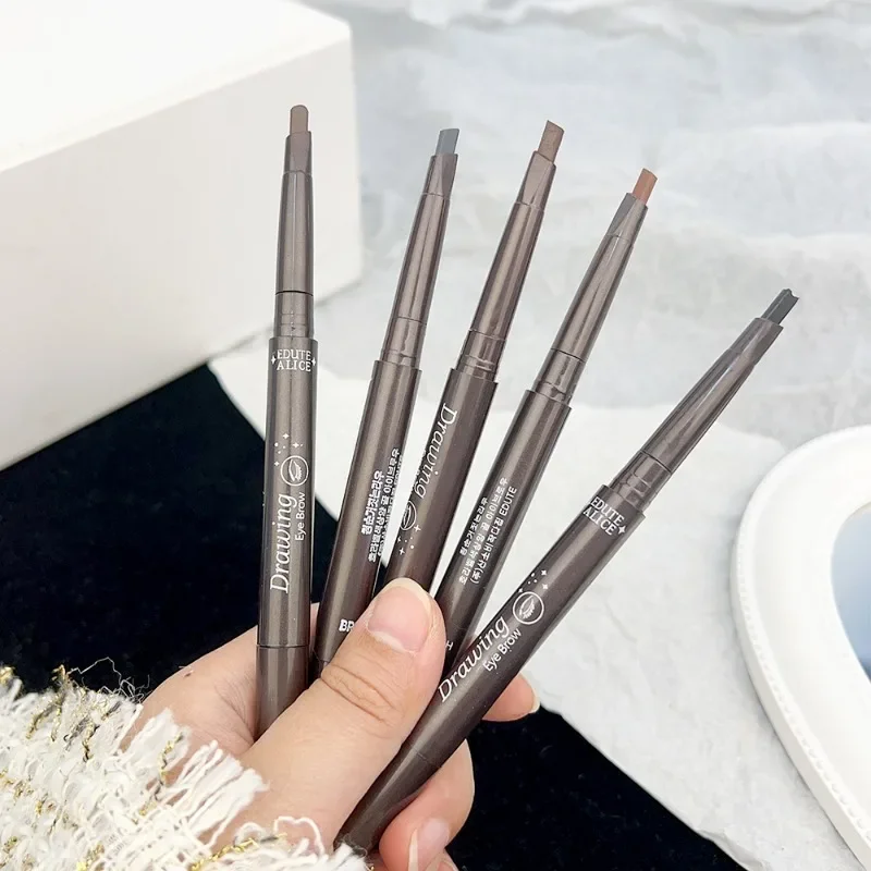 5 Colors Triangle Matte Eyebrow Pencil with Brush Double Head Natural Smooth Eyebrow Tint Waterproof Lasting Eyebrow Cosmetics