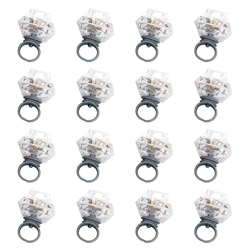 16 Pcs Glowing Ring LED Light Finger Flashing Gift Toys Plastic Party Favor Child