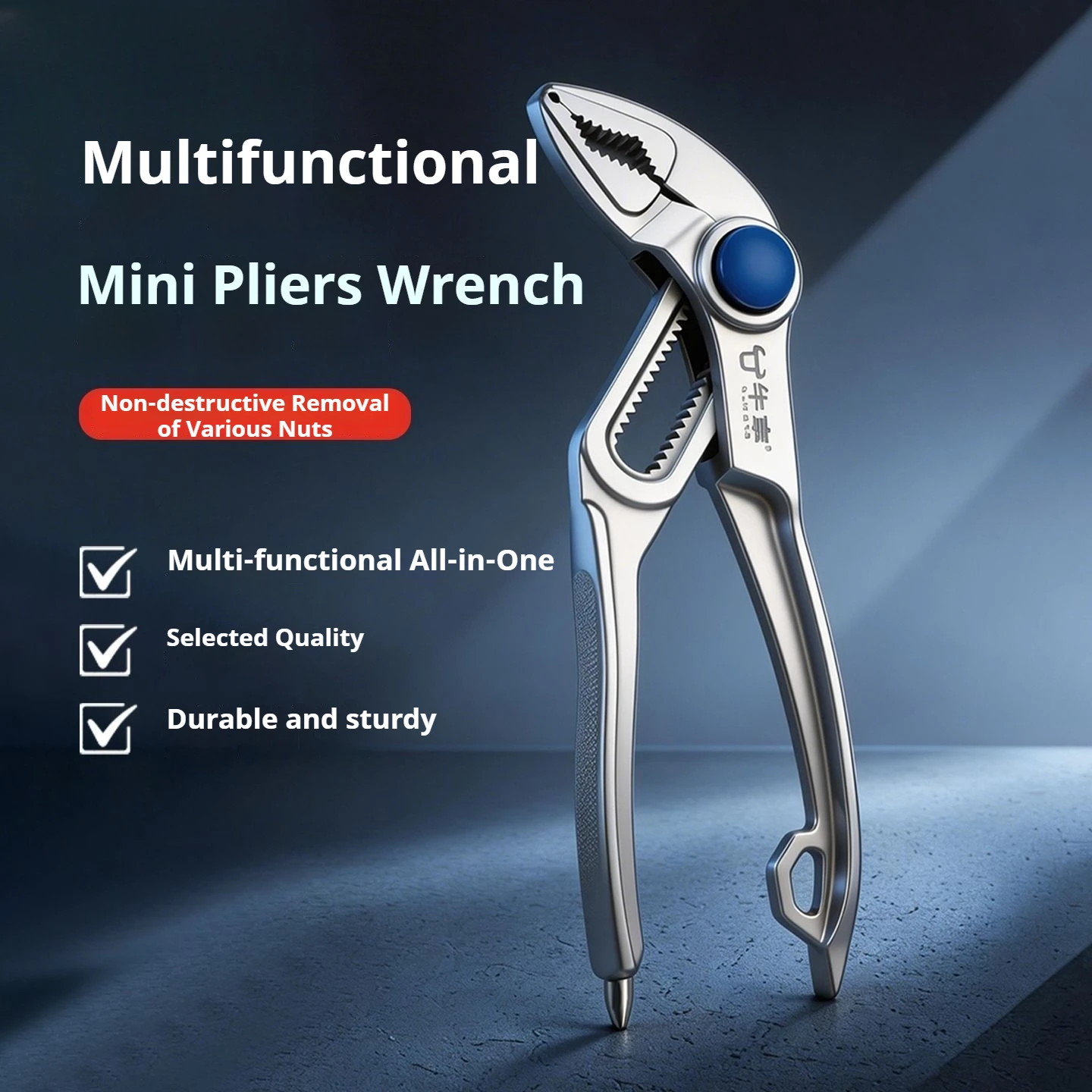 

4 Inch Mini Groove Joint Pliers with Push Lock V Jaw Fast Adjustable for Tight Spaces Multi Surface Grip