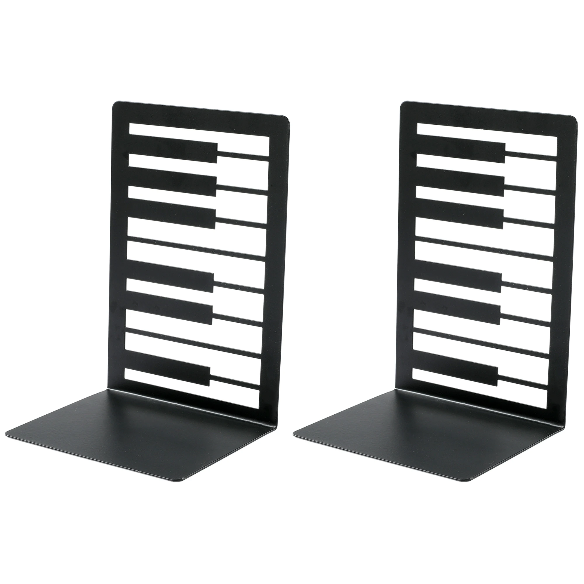 Imagem -02 - Black Piano Key Bookends Heavy Duty Iron Bookends Rack de Armazenamento Home Desk Racks Book Lovers Organizer Desktop Tools Pcs