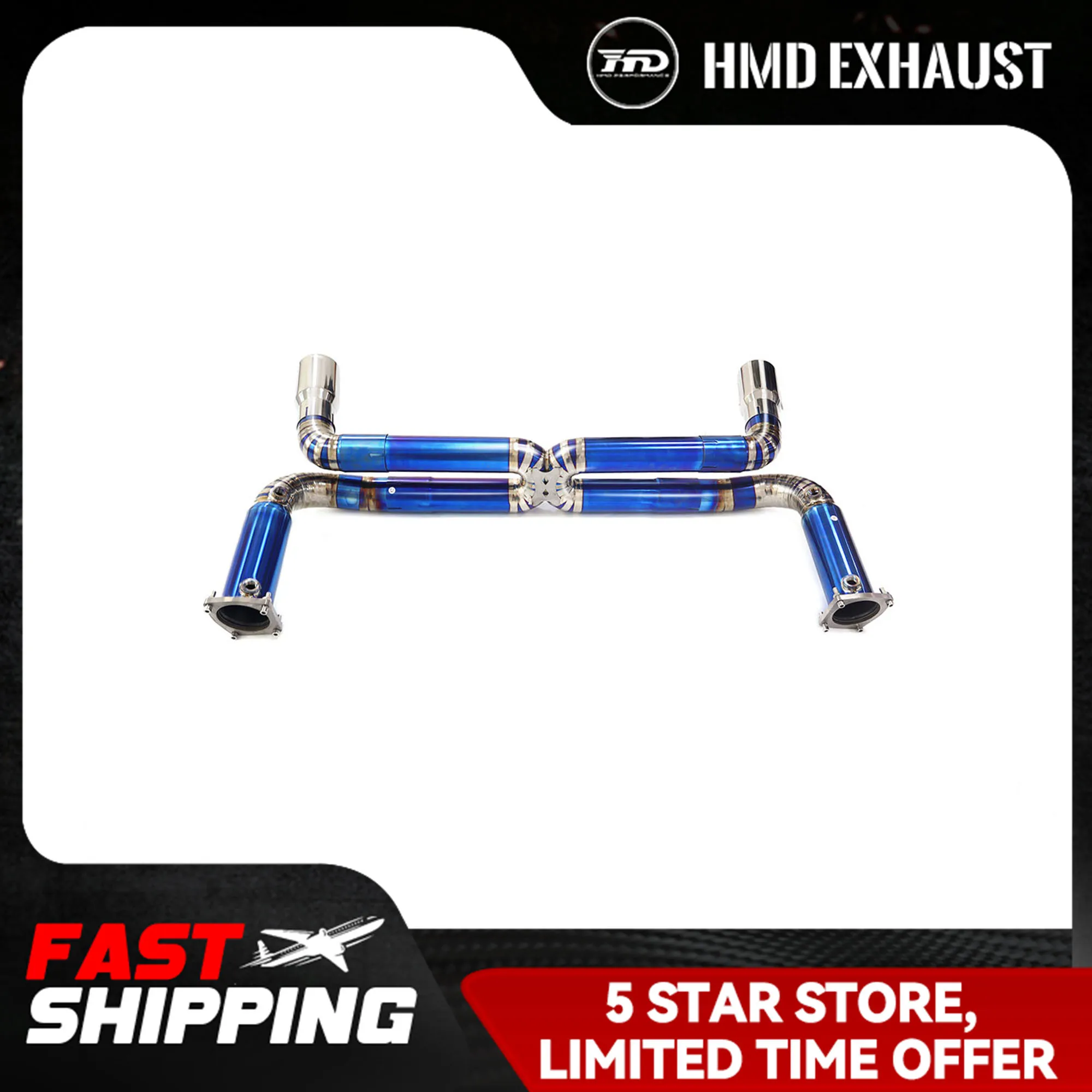 

HMD Exhaust System Ti/SS304 Performance Cat Back for Porsche 911 997.1 Turbo Porsche 911 997.1 Turbo without Valve