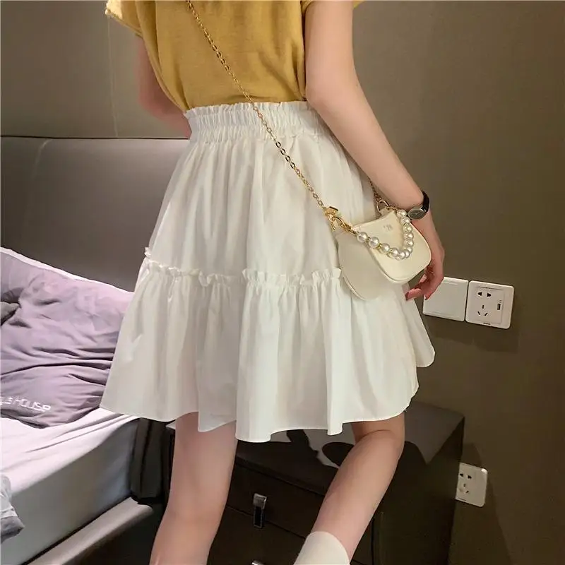 Summer White Mini Skirts Woman Clothing Korean Fashion Black A-LINE Harajuku Y2k Casual Patchwork Short Skirt for Women 2024