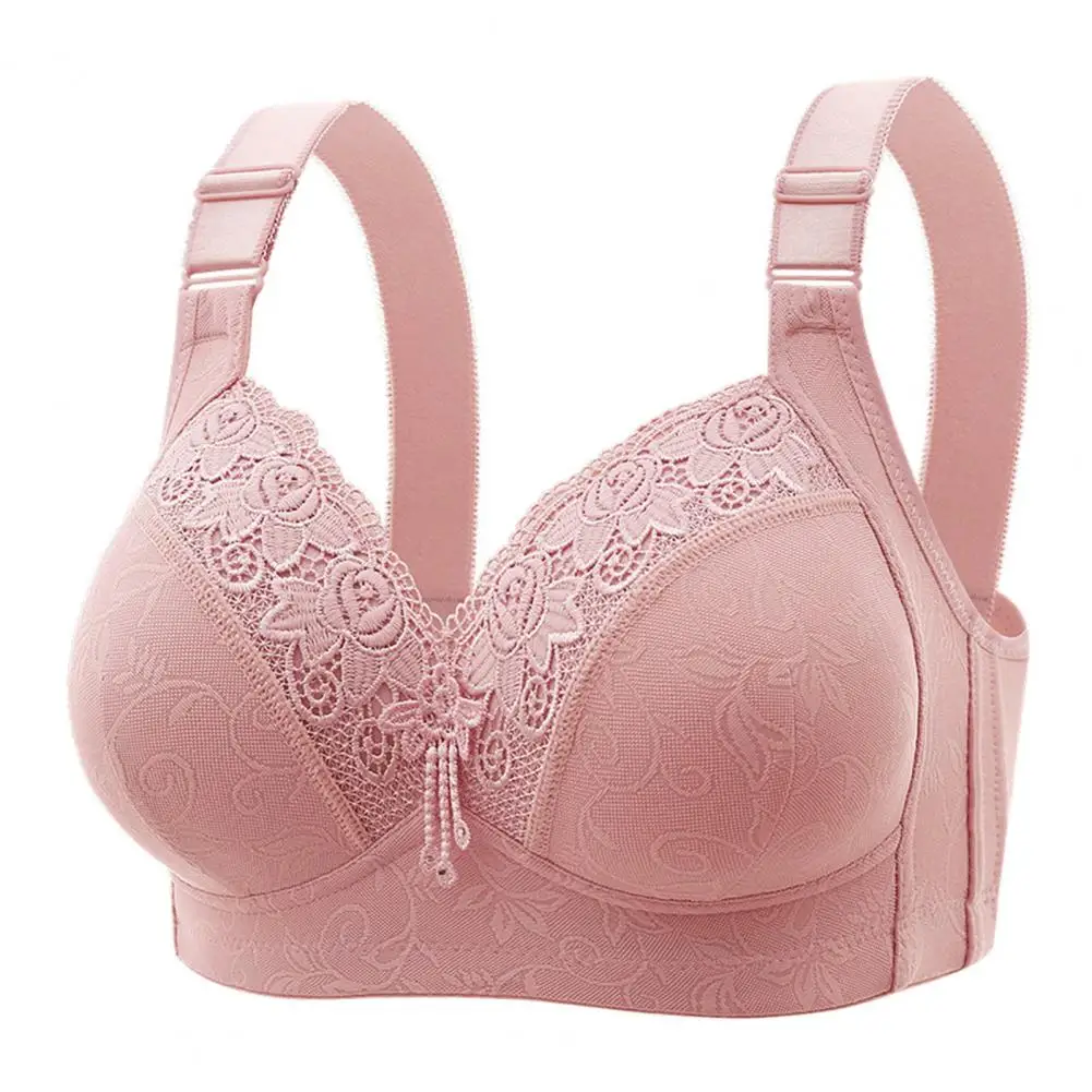 Women Lace Push-up Bra Wireless Push-up Lace Bra for Size B/c Cup Women Luxury Non-steel Ring Bra with Side Fold for Mom's