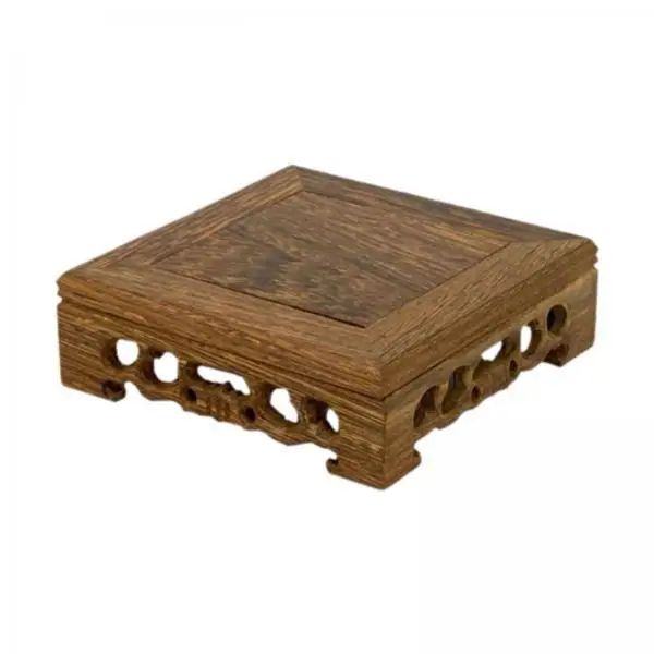 4xTraditional Craft Wooden Base Wood Pedestal Stand for Home Office Decoration 12cmx12cmx3.8cm