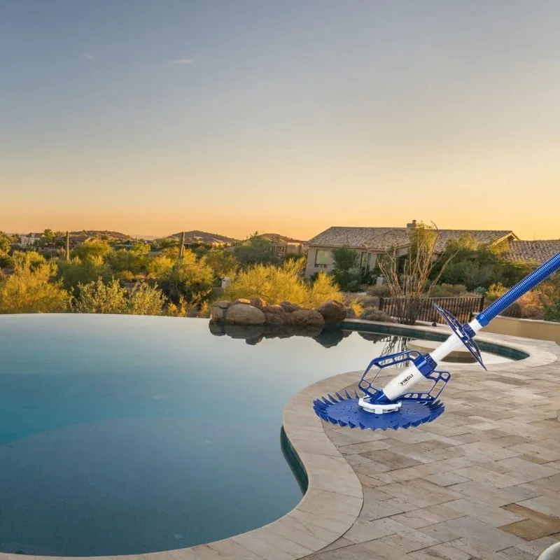 VINGLI Swimming Pool Vacuum Cleaner Automatic Sweeper, Automatic Suction Vacuum with Ten Hoses and Two Yellow Diaphragms, Blue