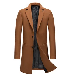 Men Business Casual Cashmere Trench Coats New Winter Woolen Blends Man Thicker Warm Overcoats High Quality Male Long Jackets 4XL