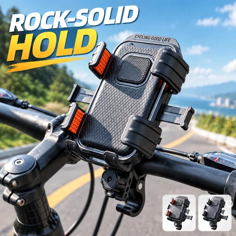 Bicycle Phone Mount for Delivery Riders, 6-Claw Fixed Navigation Holder, Shockproof Durable Anti-Shake Bike Phone Holder