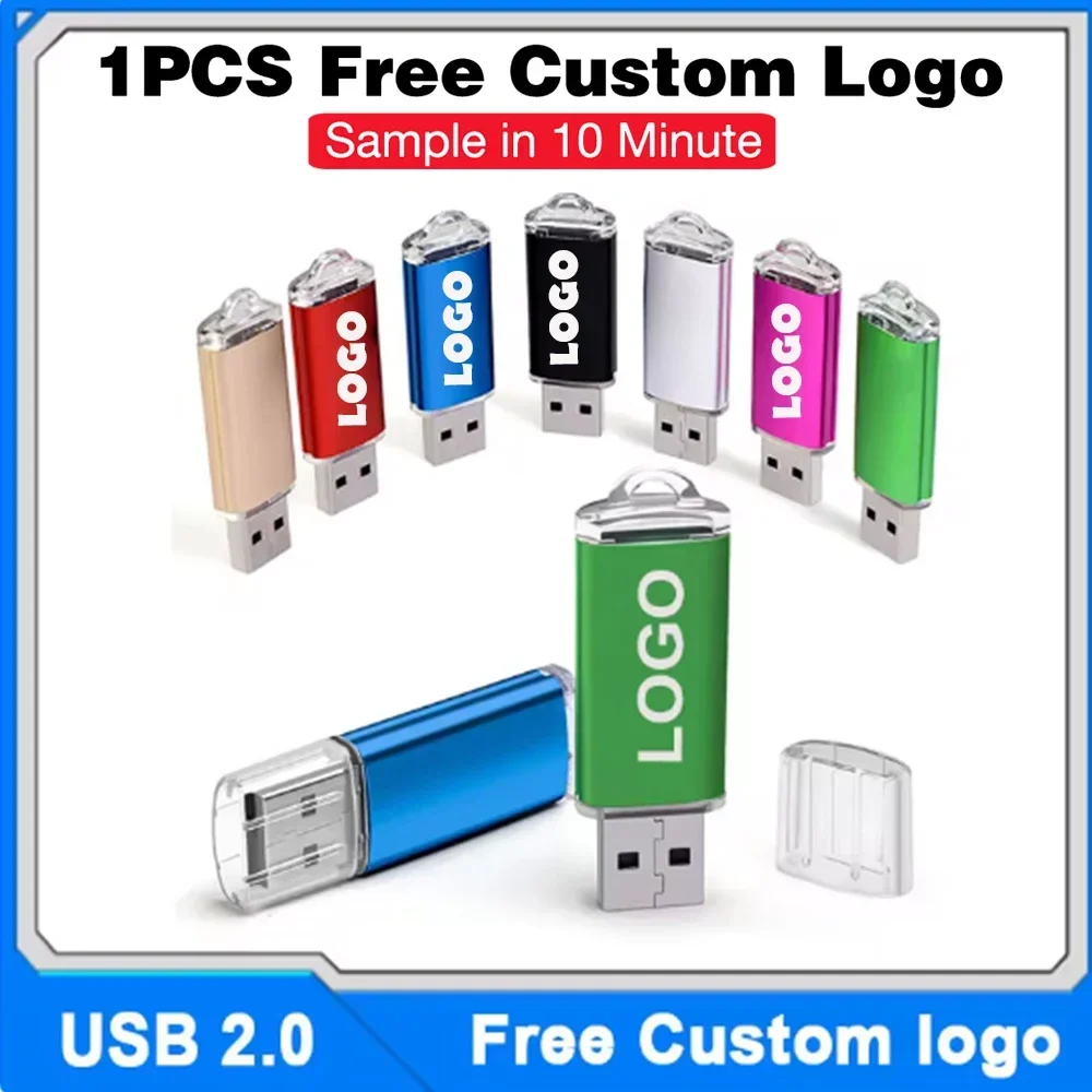 Grosir 100 buah/lot 16gb Pen Drive Flash Usb 2.0 stik memori tahan air Usb Flash Drive Cle Usb 8GB Logo gratis Pendrive 128gb