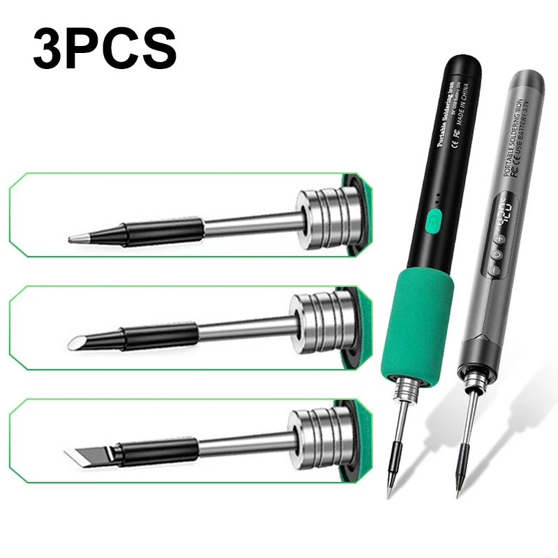 Durable 3Pcs Soldering Iron Tip for USB Solder 5V Battery Long Life for Home Appliance Fixing Tasks