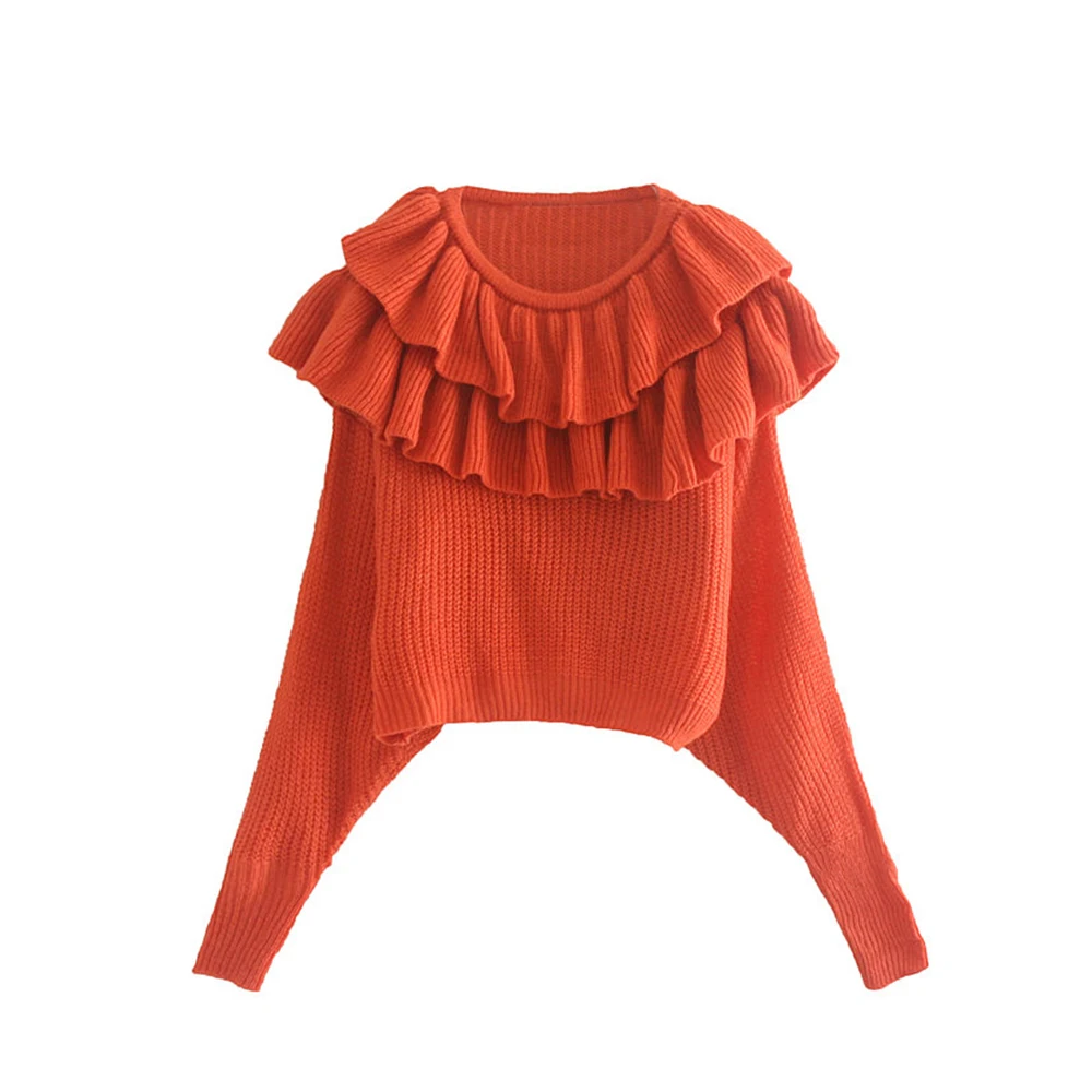 

Зимняя новая женская одежда в европейском и американском стиле, дизайнерский смысл, универсальный вязаный свитер с многослойным декором и воротником