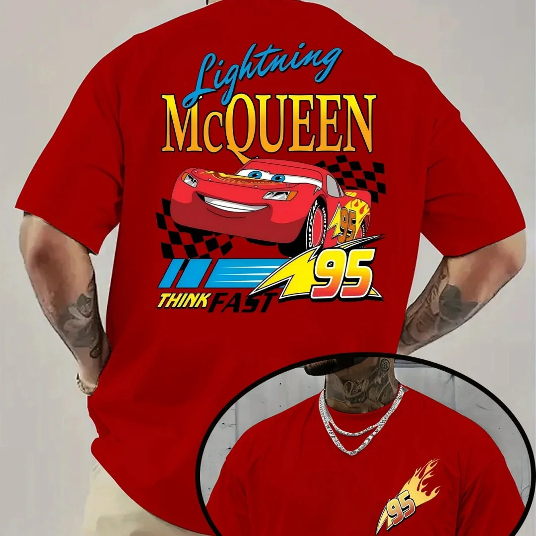 Disney hommes voiture foudre mcqueen 95 mater camiseta verão moda puro algodão masculino camiseta roupas infantis t y2k mulher