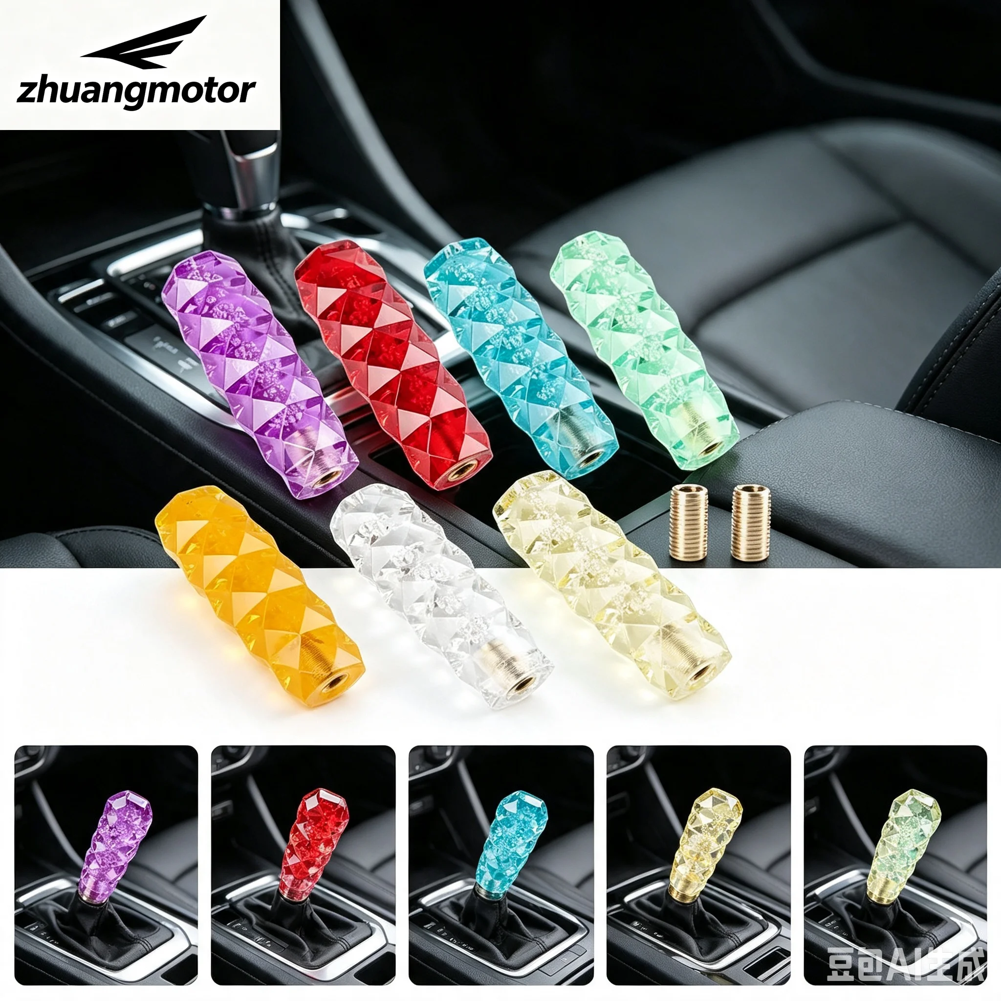 Car Manual Gear Shift Knob Head Stick Crystal Transparent Bubble Purple Blue Throw Shifter Lever 10CM