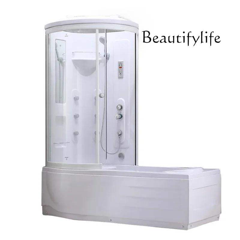 JIntegral Shower Room Bathroom L-shaped Glass Partition Integrated Household Toilet With BathtubJ