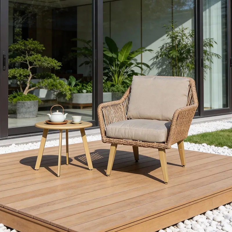 Garden tables and chairs Outdoor tea rattan chair Leisure chair Aluminum alloy