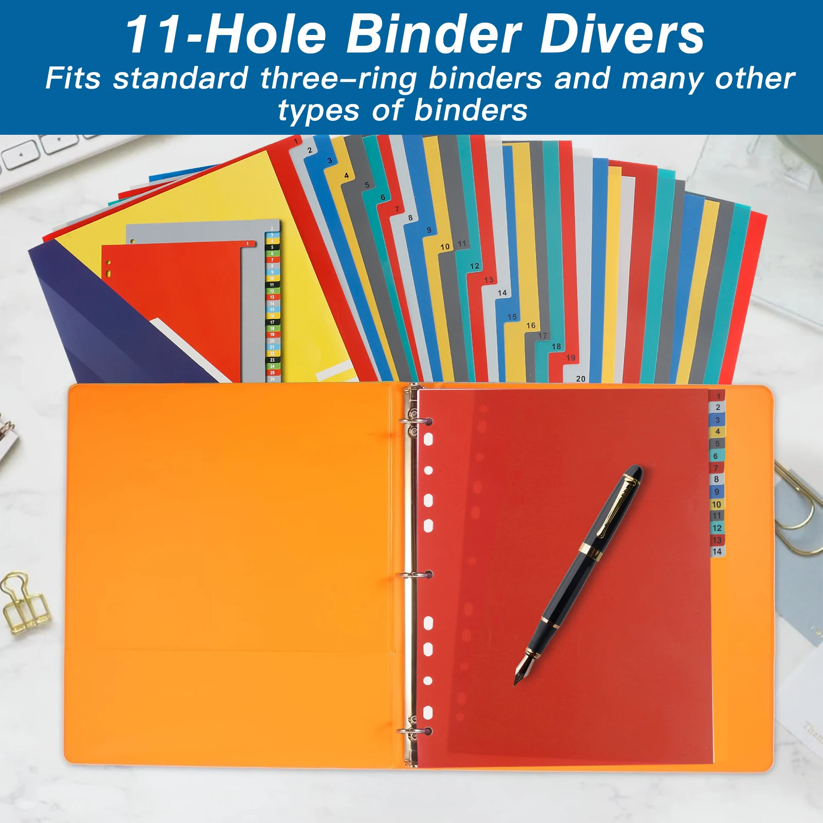EAGLE A4 Binder Index Divider With Tabs,31 Pcs Multi-color Fit for 2/3/4/11 Ring Binder and Loose-leaf Notebook Dividers