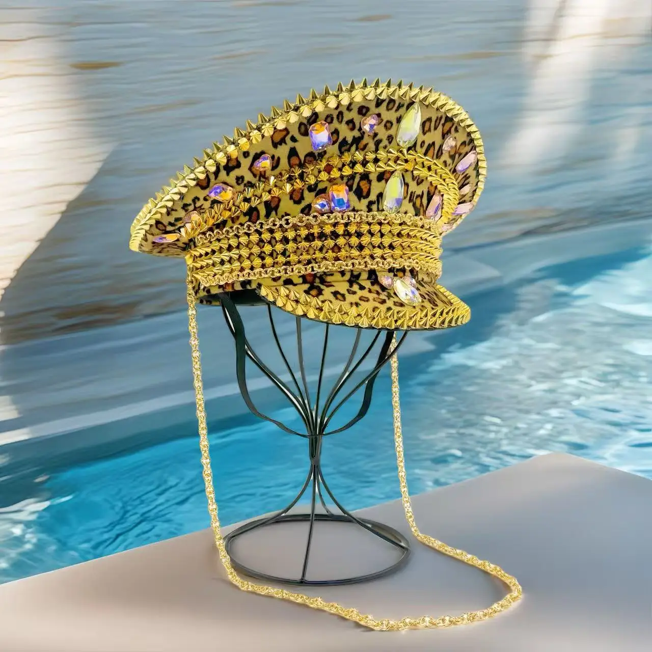 

Steampunk Captain Hat Rhinestone for Mardi Gras, Carnival, Rave Festivals Accessories ＆ Party Cap for Women & Men