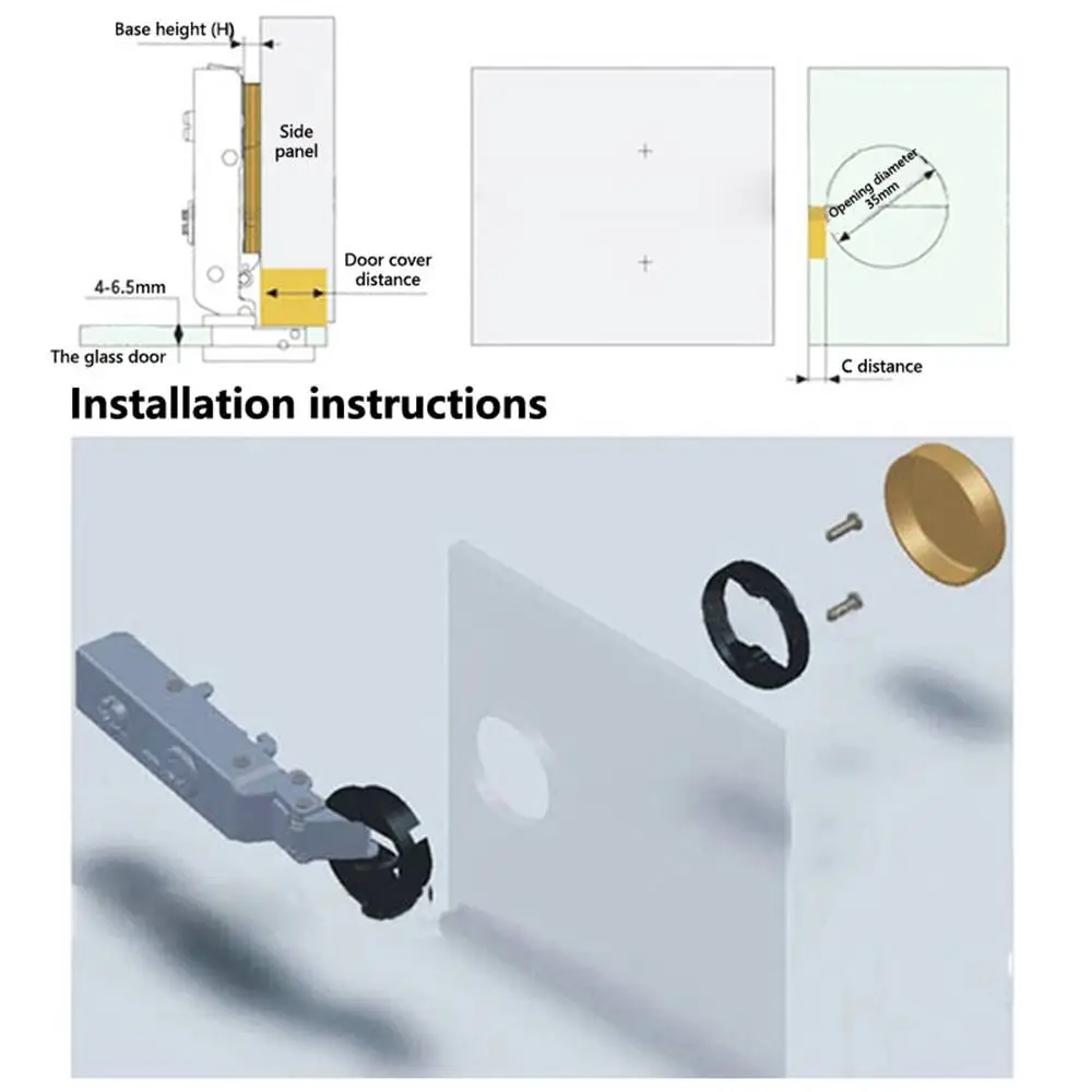 2PCS Home Connector Hardware Cabinet  Hinge Clip Glass Door Hinge Window Accessories Furniture Supplies