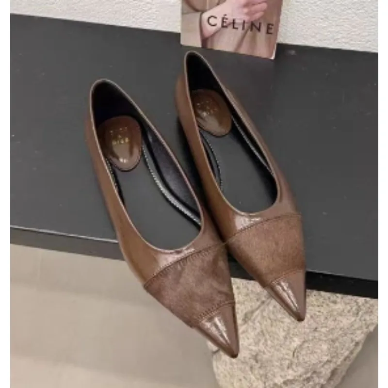 Nowe Stylowe Baleriny Damskie Szpilki Czółenka Szpiczaste Lakierowane Skórzane Modne Baleriny Cukierkowe Kolory Płaska Podeszwa Duże Rozmiary Zapatos Mujer