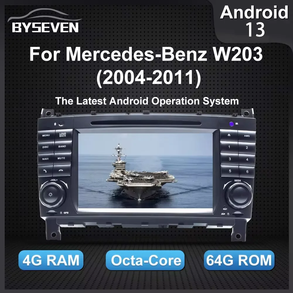 BySeven Android 13 For Mercedes Benz C CLK Class W203 W209 CLK280 Car Multimedia Player GPS Navigation Head Unit Stereo IPS DSP