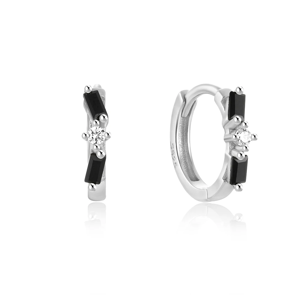 Gold Bohemian Style S925 Sterling Silber unregelmäßig einfach rechteckig schwarz und weiß mit Zirkon