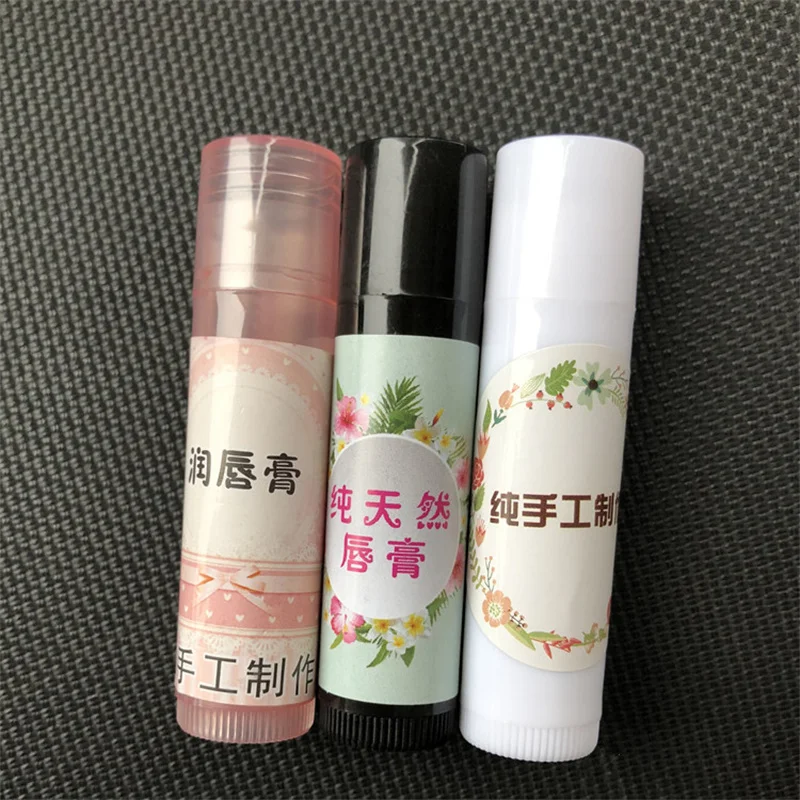 10/30/50 stücke 5g Leere Lip Balm Rohr DIY Handgemachte Lippenstift Wachs Rohr direkte befüllung Lebensmittel grade Kosmetische Container Karton Aufkleber