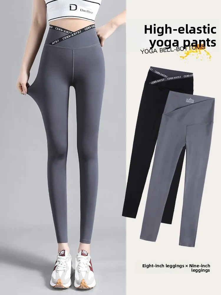 

Женские тонкие леггинсы для йоги длиной 7/8, универсальные, из трикотажной ткани, для весны и осени