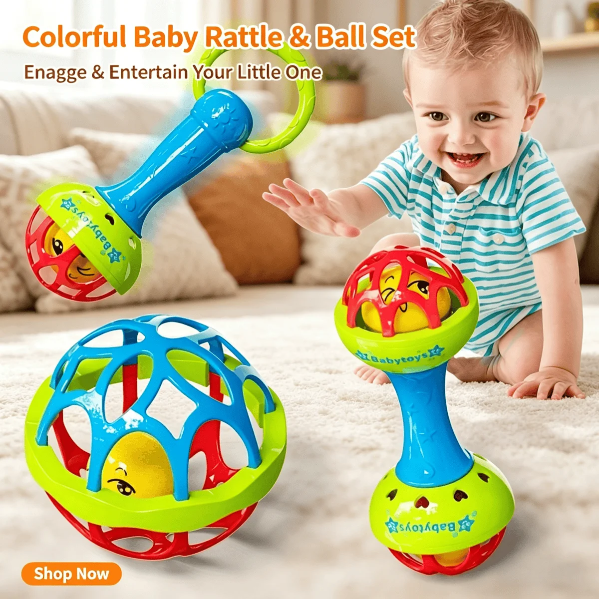 

3pcs/Set Baby Rattles Toys Set Grab Shake Rattle for Babies Easy Hold Teething Toy, Development Learning Toy for Babies