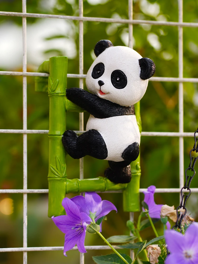 

Panda Climbing Garden Pot Hanger Yard Courard Decor Fi Tank Ornament Flower Stand Balcony Scenery Decoration Creative Dis...