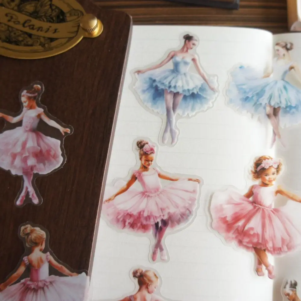 18pcs Elegant Ballerina Dancer Dancing Design PVC Sticker Scrapbooking DIY Gift Packing Label Decoration Tag