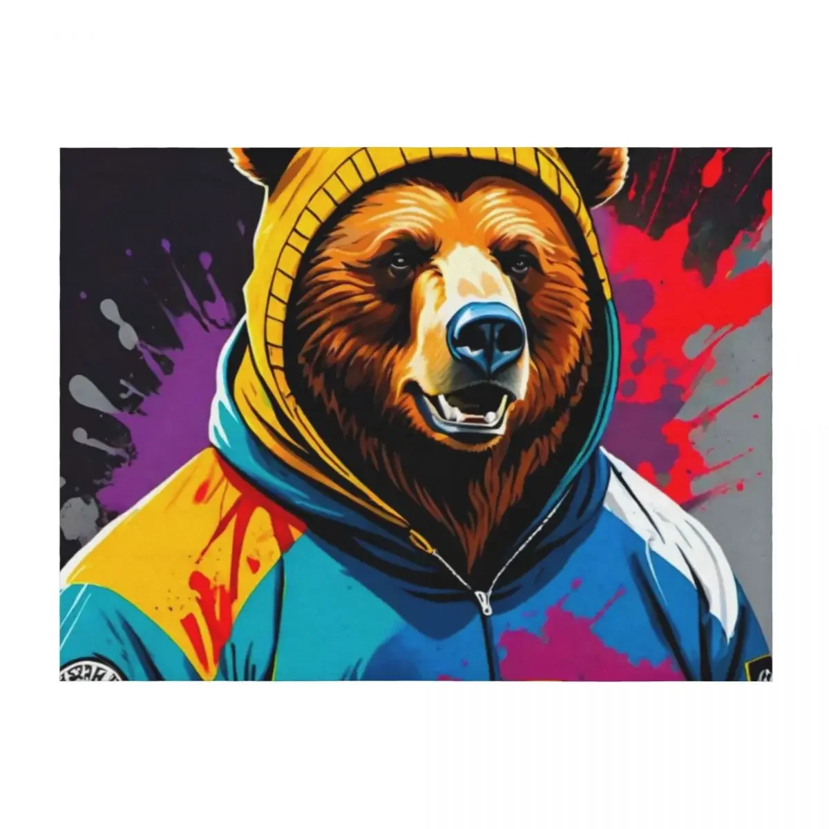 

Grizzly Hooligan: Fierce and Untamed Throw Blanket Soft Hairys Sofas Furry Blankets