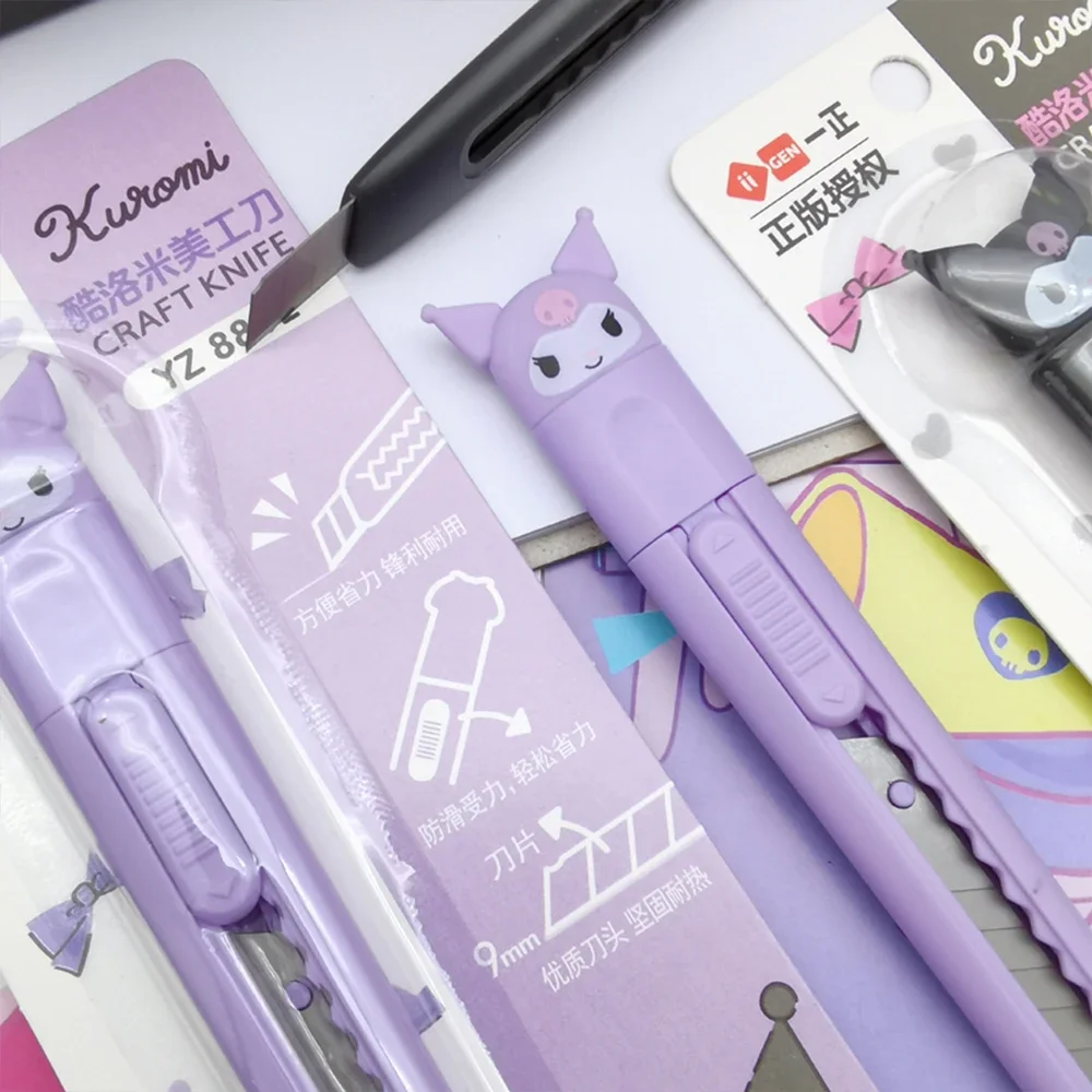 Imagem -06 - Sanrio Kuromi Faca Utilitária Anime Kawaii Bonito Art Knife dos Desenhos Animados Ferramentas de Corte Cortador de Papel Portátil Escritório Papelaria Estudante