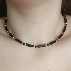 Gemstone Necklace, Black Hematite, Choker, Minimalist, Natural Beaded Necklace