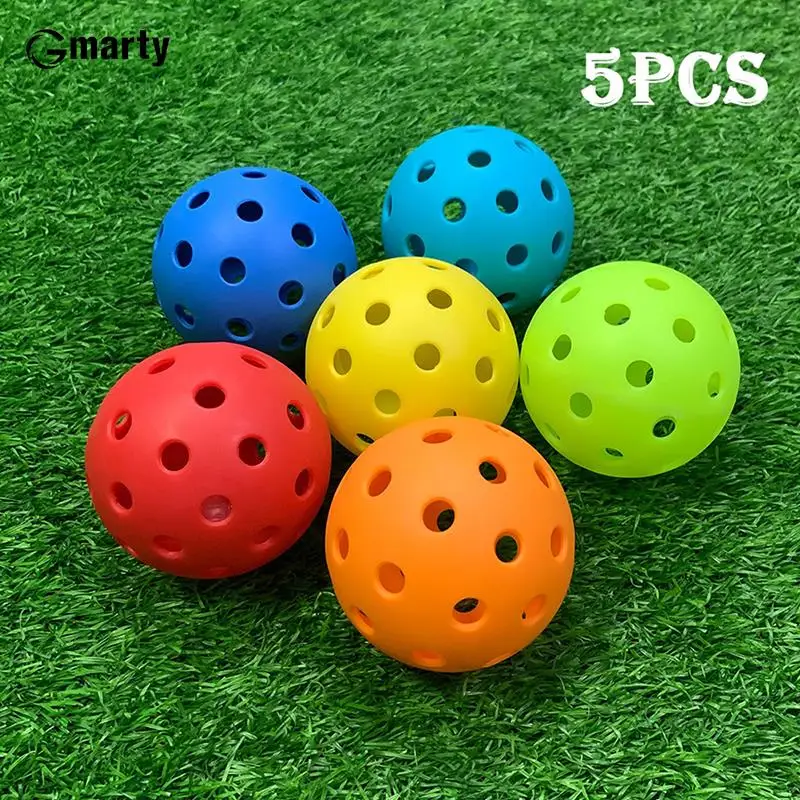 5pcs Durable Outdoor Pickleball Balls 40 Holes Training Pickleball Accessories 74mm Standard Pickle Balls For Competition