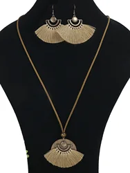 Ethnic Retro Bohemian Style Multicolor Pendant Tassel Earrings Necklace Combination Women's Bright and Classical Combination