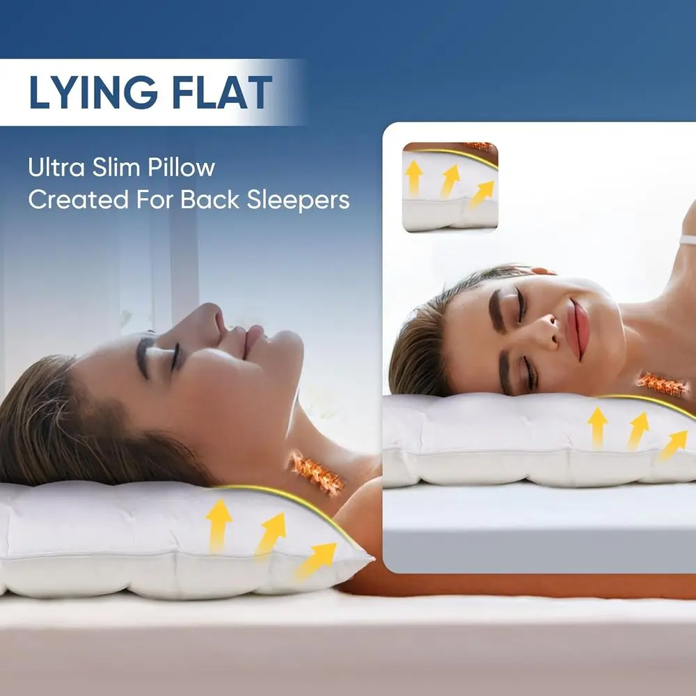 High Support 2.5 Inch Ultra Thin 7D Pillows, Slim Design for Comfortable Sleep, Standard Size 18x26 inches