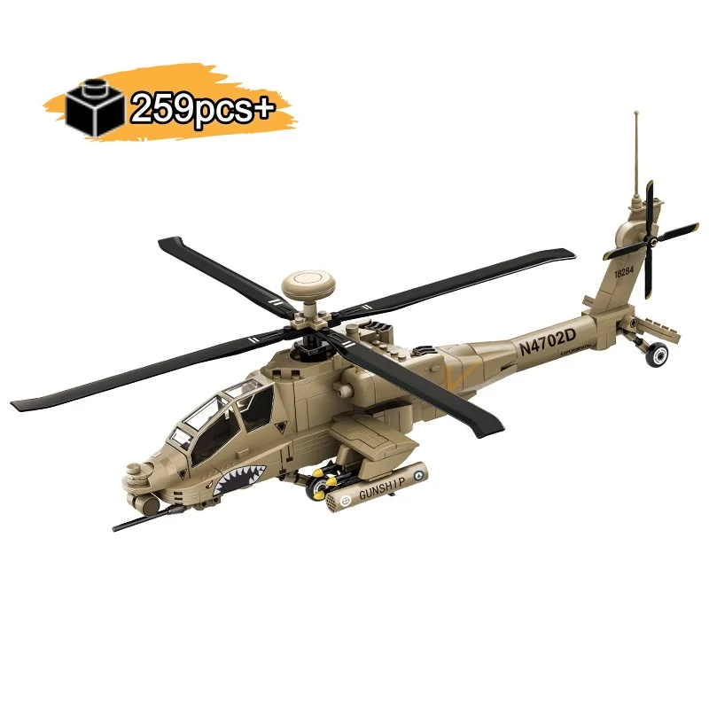 

Технический AH-64 Apache Вертолет Строительные блоки Набор США Военная модель Комплект WW2 Армия Спецназ Рождественские подарки на день рождения