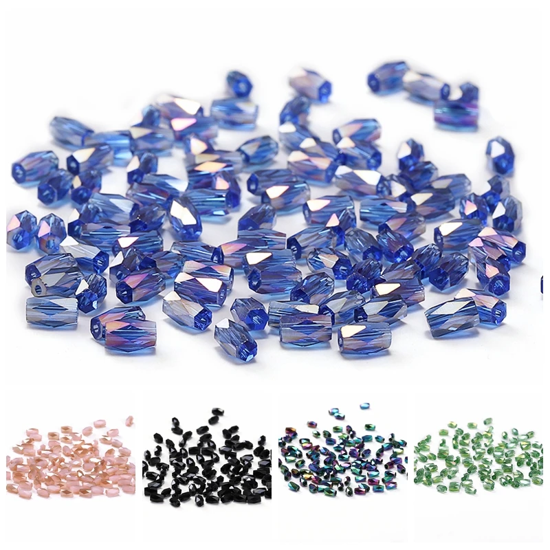 Cylinder Crystal Beads for Jewelry Making 27 Colors AB 50pcs 2*4mm Austria Crystal 18 Cutting Faces Loose Beads DIY Crafts C-2