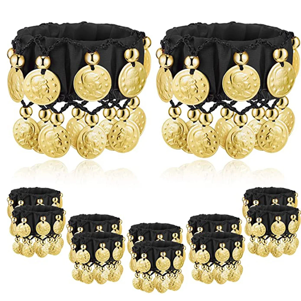 Bracelets Gold Coin Belly Wrist Strap Ankle Cuffs Chiffon Wrist Strap For Chiffon Costume Wrist Ankle Cuffs Belly Dance