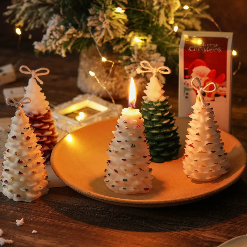 3D Christmas Tree Candle Molds Pine Tree Silicone Mold for Plaster Epoxy Resin Casting DIY Aromatherapy Plaster Molds Xmas Decor