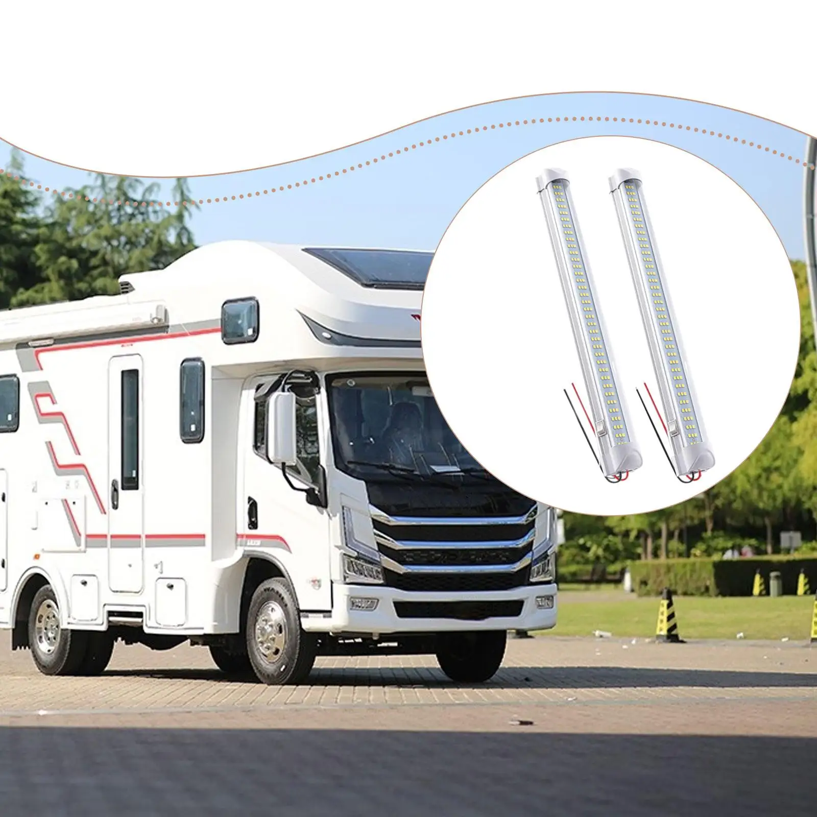 

2x 12-24В Светодиодная лента для автомобиля, фургона, автодома, 8 Вт, универсальная, прочная, для лодок, профессиональная, с алюминиевым основанием, для освещения салона автомобиля