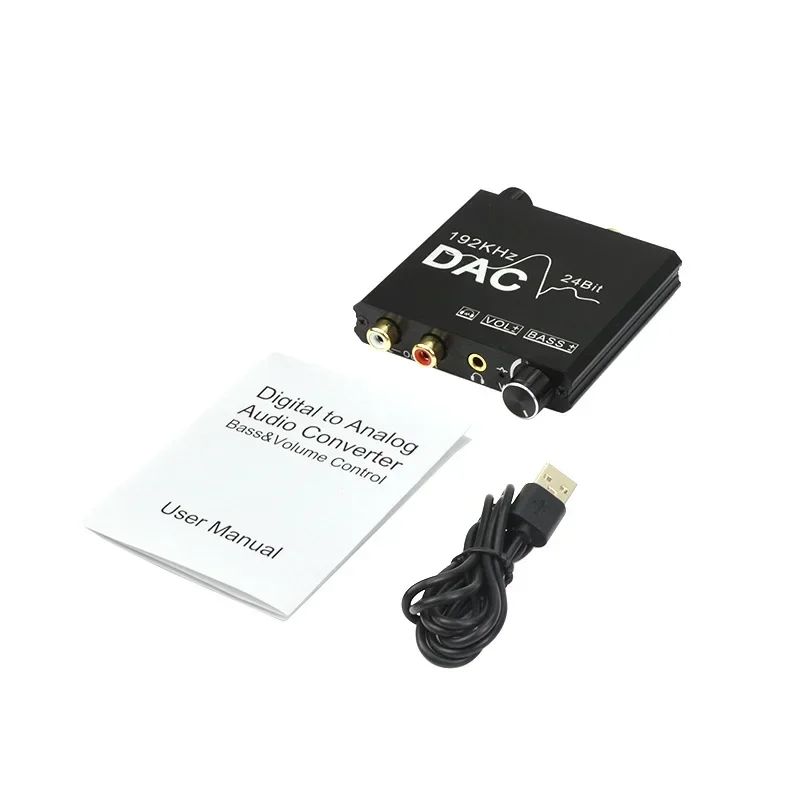 

24bit DAC Digital To Analog R/L Audio Converter Optical Toslink SPDIF Coaxial RCA 3.5mm Jack Adapter Support PCM /LPCM