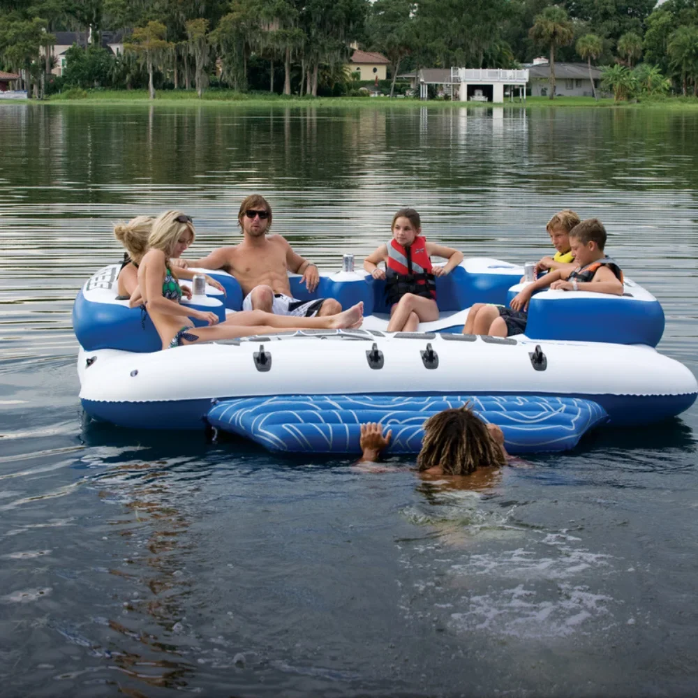 Popular design inflatable floating island and inflatable sofa for six people