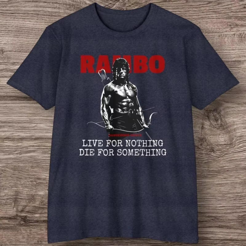 2026 Rambo T-shirt: Retro 80s Action Movie T-shirt for Men, Pure Cotton T-shirt for Summer, Unisex Casual T-shirt Ins Y2k