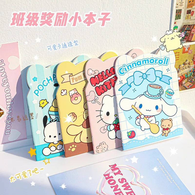 5Pcs Sanrio Notebook Hello Kitty Cute Student Award Thin Pocket Book Hard Shell Coloring Page Notepad Learning Stationery Gift