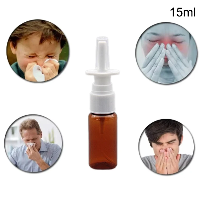 Botella de Spray Nasal recargable vacía de plástico de 15ml, pulverizadores de niebla, atomizadores, contenedor de maquillaje para viajes, botella de Spray Oral al aire libre